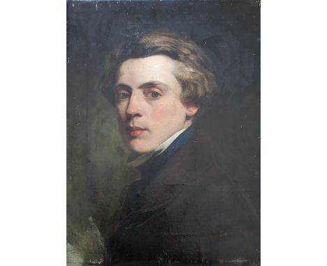 CIRCLE OF PIERRE PAUL PRUD'HON (1758-1823) PORTRAIT OF A YOUNG MAN, POSSIBLY A SELF PORTRAIT Bust length, wearing a dark brow