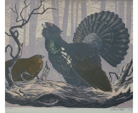 •GEORGE W. LENNOX PATERSON (1915-1986) CAPERCAILLIES; HENS Two, colour linocuts, each signed, titled, inscribed Linocut and n