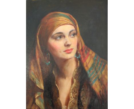 •ALBERT HENRY COLLINGS (1868-1947) A BEAUTY OF THE ORIENT Oil on canvas 45 x 33.5cm. ++ A few dabs of retouching; needs a lig