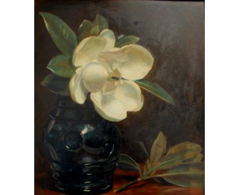 •ALBERT HENRY COLLINGS (1868-1947) A MAGNOLIA BLOOM Signed, oil on board, needs a light clean 42.5 x 37cm. ++ A few dabs of r