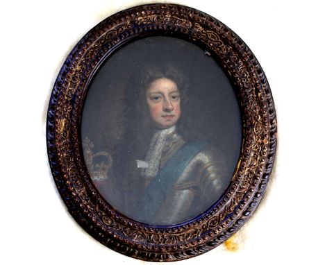 AFTER SIR GODFREY KNELLER, Bt. (1646-1723)  PORTRAIT OF KING GEORGE I  Bust length, wearing armour, a blue sash, lace jabot, 