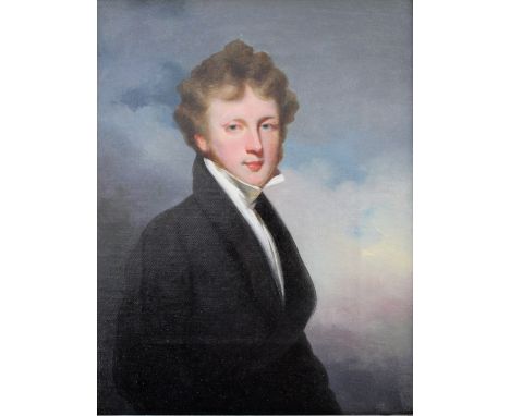 GEORGE CHINNERY (1774-1852) PORTRAIT OF A YOUNG GENTLEMAN Half length, wearing a dark coat and white shirt, oil on canvas 27.