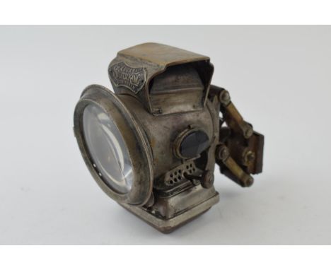 Joss's Lucas Ltd. Silver King acetylene bicycle lamp, Birmingham England. Red and green glass to sides, original glass lens t