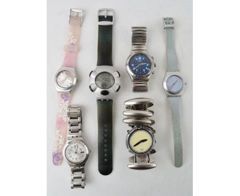 A collection of Swatch watches to include stainless steel chronometer and date models together with other similar examples. (