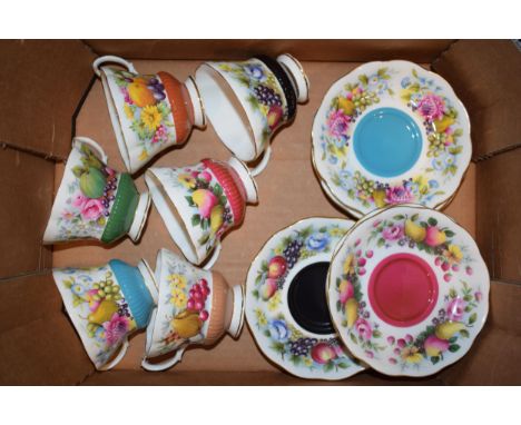 Royal Albert Country Fayre Patterned Cups &amp; Saucers to include Devon, Surrey, Sussex and others (12).  In good condition 