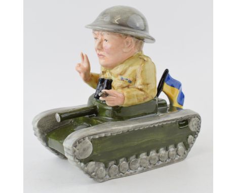 Bairstow Manor Collectables comical model of Winston Churchill in a tank, 20cm tall.  In good condition with no obvious damag
