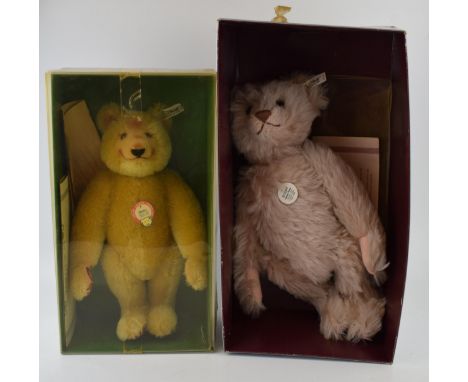 Two vintage Steiff Teddy bears, Genuine Mohair to include boxed Dicky 1930 Replica. Madein West Germany c1985. together with 