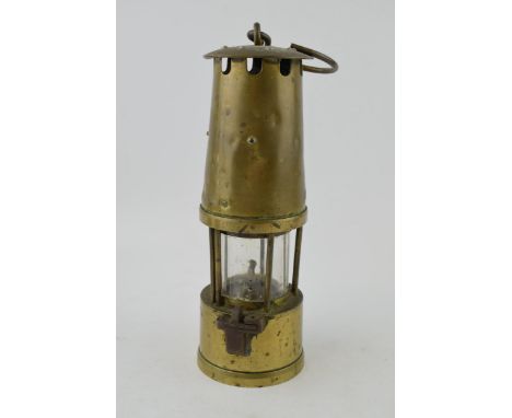 Original vintage Miners Lamp in brass marked 'Patent" 50336. Height 26cm.  In good original condition.