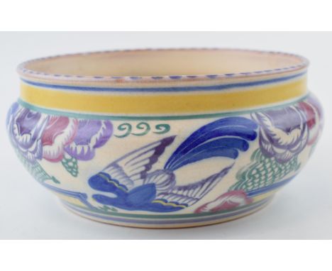 Poole Pottery Carter Stabler Adams shallow fruit bowl in the 'PN' pattern, shape 227, 22cm wide.  In good condition with no o