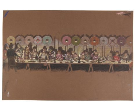   Paul Birkbeck 1939-2019, Greek figures at a banquet, 20 x 64 cms, not signed, ABOUT PAUL BIRKBECK; an appreciation, written