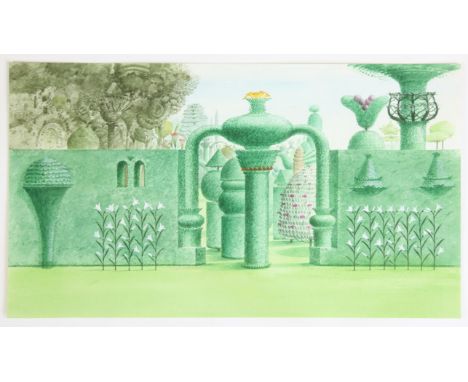   BBC, Alice in Wonderland, Paul Birkbeck 1939-2019,  , Formal garden background for live action, (they can be seen here www.