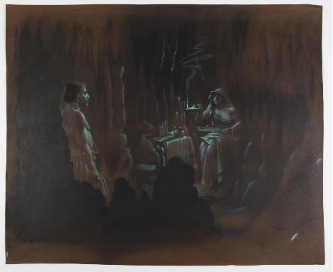   Paul Birkbeck 1939-2019, A male and a female figure in a cave,  36 x 50 cms, not signed. ABOUT PAUL BIRKBECK; an appreciati