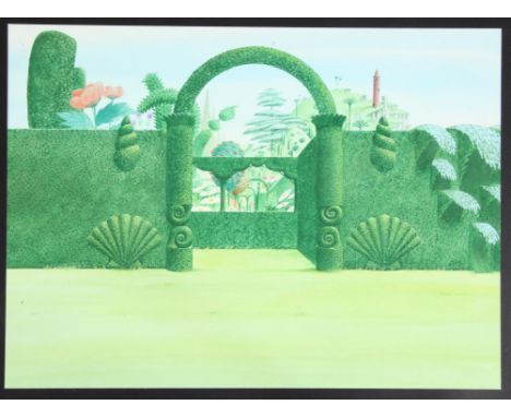   BBC, Alice in Wonderland, Paul Birkbeck 1939-2019, Formal garden background for live action, (they can be seen here www.dai