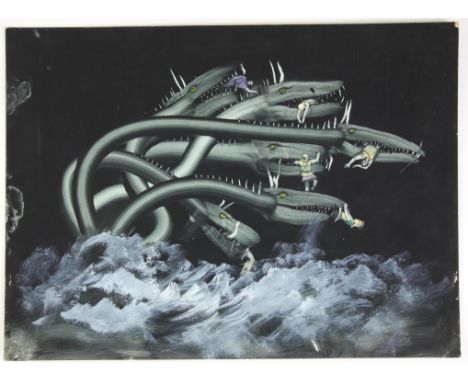   BBC Zig Zag, Greek myths, Paul Birkbeck 1939-2019, The Hydra, probably from the Second labour of Hercules, 40 x 54 cms. not