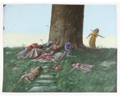   BBC Zig Zag, Ancient myths, Paul Birkbeck 1939-2019, the aftermath of the previous lot where the woman and children have be