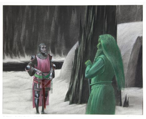   For The British Council, Gawain and the Green Knight (JRR Tolkein), ill, Paul Birkbeck 1939-2019,  Gawain meeting the Green