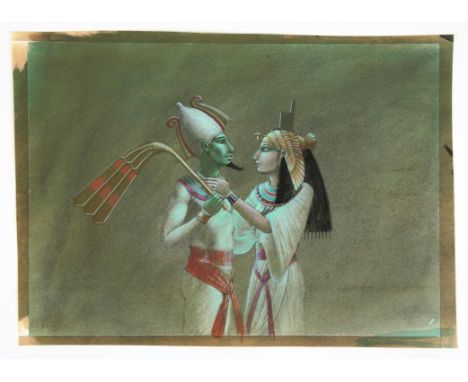   BBC Zig Zag, Ancient myths (Egyptian), Paul Birkbeck 1939-2019, two figures probably Isis and Osiris, 24 x 34 cms., not sig