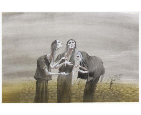   BBC Zig Zag, Greek myths. Paul Birkbeck 1939-2019, The Greae, The three sisters of the Gorgons, 33 x 50 cms not signed, 198