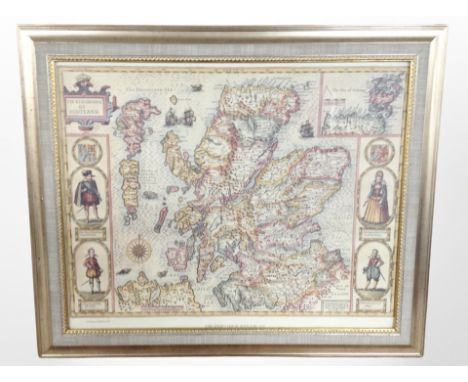 John Speed's Map of Scotland 1610, Heritage Publishing 2004, colour lithograph, 40cm x 50cm, together with a further print pu