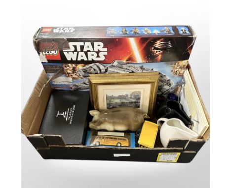 A LEGO Star Wars set No. 75105 (packaging as found), and further items including pair of Rockingham crystal rummers, ceramic 