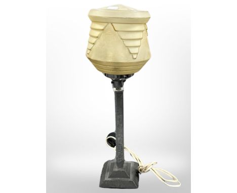 An Art Deco chrome-plated table lamp with shade, height 51cm.