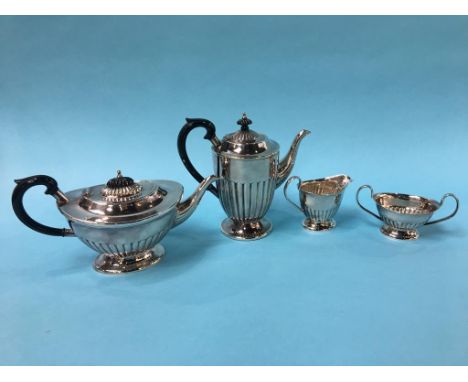 A silver plated four piece tea set