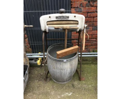 Mangle, poss stick and wash tub