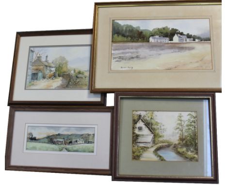 Four Lakeland watercolours by various artists to include Marion Tuffrey, K W Radcliffe, Brian Kelly; a coastal landscape of R