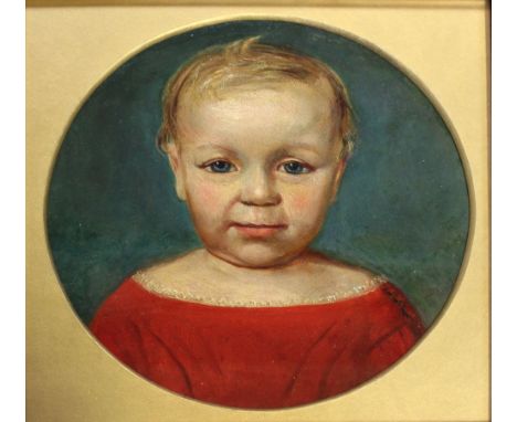 THOMAS WALLEY (1817-1878); oil on millboard, portrait of a young boy, handwritten label verso with details of the artist and 