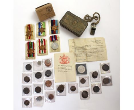 Six WWII medals to include 1939-45 Star, the Atlantic Star, the Africa Star, Pacific Star, Italy Star and the War Medal 1939-