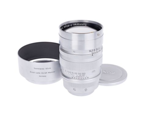 chrome, serial no. 1008276, body, VG-E, elements, VG, some light internal haze, complete with lens hood and maker's caps
