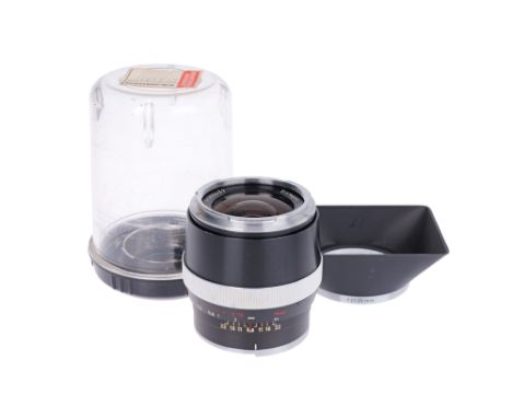 Contarex mount, black, serial no. 3694453, body, G-VG, elements, G-VG, some light internal haze, complete with lens hood and 
