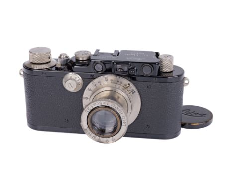 1933, factory black repaint, serial no. 117521, with Leitz Hektor f/2.5 50mm lens, nickel, serial no. 140706, body, VG-E, shu