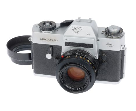 1972, chrome, serial no. 1336339, with Leitz Summicrion-R f/2 50mm lens, black, serial no. 2666443, body, G, shutter working,