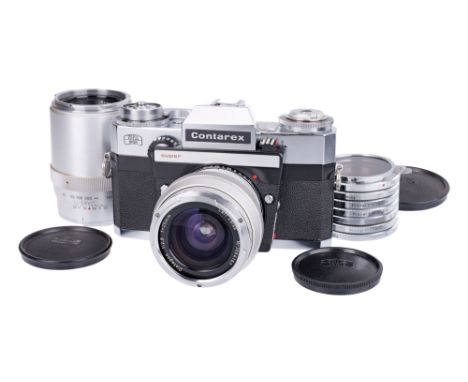 chrome, body G, shutter working, some cleaning marks to mirror &amp; dust / debris to finder, together with a Carl Zeiss Dist