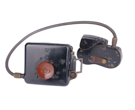 1951-80, black, serial no. 62253, body, G, shutter working, lens, GNotes: A Soviet F-21 camera by Krasnogorsk with a button c