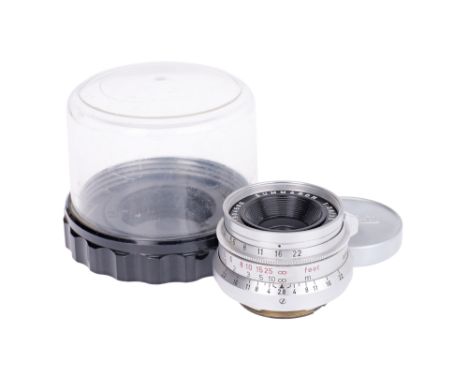 chrome, serial no. 1904580, body, VG, elements, VG, some light internal haze, with lens cap and maker's bubble