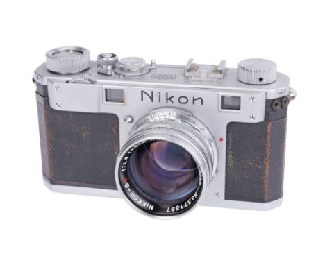 1950, 24x34mm, chrome, serial no. M6093085, with Nippon Kogaku Japan Nikkor-S.C f/1.4 5cm lens, chrome, serial no. 371397, bo