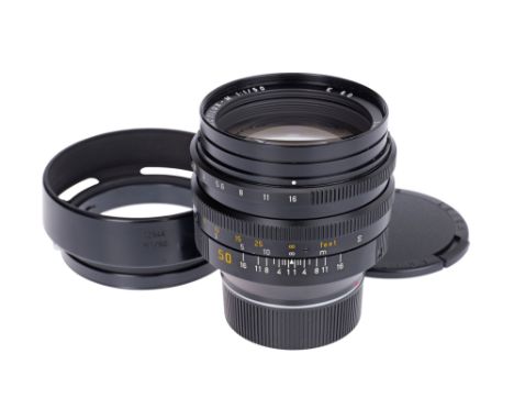1982, black, serial no. 3220822, body, VG, elements, VG-E, complete with lens hood and maker's caps