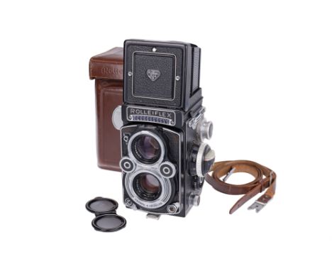 1958-60, black, serial no. 2272119, with Schneider Xenotar f/3.5 75mm lens, black, serial no. 7809798, body, G, shutter worki