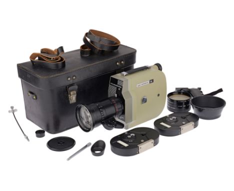 cream, serial no. 7601141, together with a Meteor 5-1 17-69mm zoom lens, serial no. 763332, body G-VG, motor winds &amp; runs