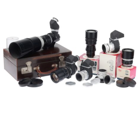 including Visoflex I, Visoflex II and Visoflex III reflex housings, Leitz Elmar f/3.5 65mm lenses, Leitz Telyt f/4.8 280mm, L