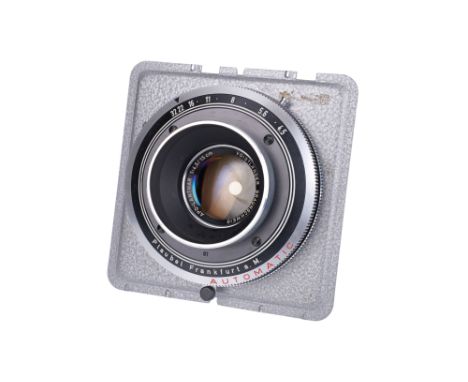 chrome, serial no. 4567777, body, G-VG, elements, F-VG/E, some separation to perimeter, on Palubel Makinaflex lens board