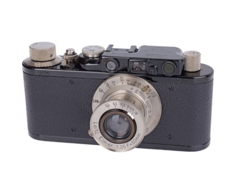 1932, black/nickel, serial no. 89352, with Leitz Elmar f/3.5 50mm lens, nickel, serial no. 134968, body, VG-E, shutter workin
