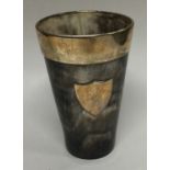 INVERNESS: A Scottish silver and tortoiseshell beaker and spoon.