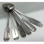 PERTH: A set of six 18th Century Scottish Provincial silver tablespoons.