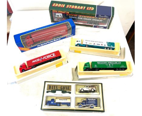 Selection of assorted advertising lorries includes Eddie Stobart, Parcel force, Corgi, Days Gone etc 