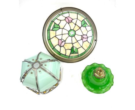 3 vintage light shades includes one Tiffany style 