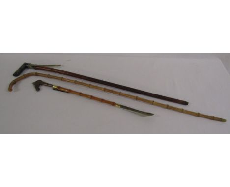 Bamboo cane and shoe horn and walking stick with silver plated handle