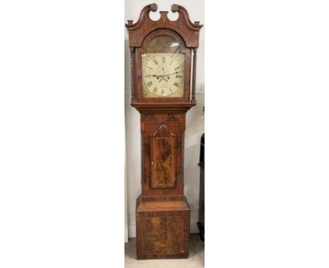 Victorian longcase clock by Musson of Louth with mixed wood case, painted dial &amp; 8 day movement Ht 210cm W 51cm